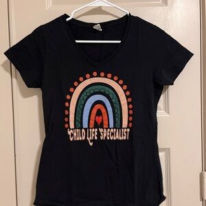 Women’s Child Life Specialist Black Rainbow Graphic Tee